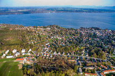 Aerial view of City on Lake Starnberg from the west in Tutzing in the state Bavaria, Germany