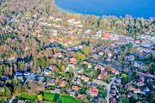Aerial photograpy of City on Lake Starnberg from the west in Tutzing in the state Bavaria, Germany