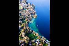 Aerial photograpy of Riparian areas on the lake area of Starnberger See in Tutzing in the state Bavaria