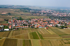 Aerial view of From the south in the district Sausenheim in Grünstadt in the state Rhineland-Palatinate, Germany