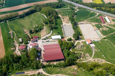 Haras de la Neée in Neewiller-près-Lauterbourg in the state Bas-Rhin, France viewn from the air