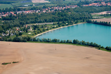 Sandy beach areas on the Aquapark Alsace in Lauterbourg in Grand Est, France