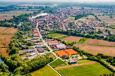Village view from the west in Neuburg am Rhein in the state Rhineland-Palatinate, Germany