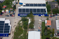Aerial view of Industriestr in Hagenbach in the state Rhineland-Palatinate, Germany