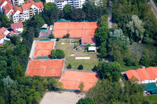 Aerial view of TC77 Jockgrim eV Tennis Club in Jockgrim in the state Rhineland-Palatinate, Germany
