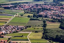 Aerial view of Erlenbach and Feldlachgraben in Hatzenbühl in the state Rhineland-Palatinate, Germany