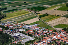 Im Gereut industrial estate from the east in Hatzenbühl in the state Rhineland-Palatinate, Germany