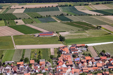 Aerial view of Seehof Horse Boarding in Hatzenbühl in the state Rhineland-Palatinate, Germany