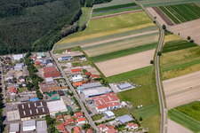 Aerial photograpy of Geräutäcker industrial estate from the east in Hatzenbühl in the state Rhineland-Palatinate, Germany