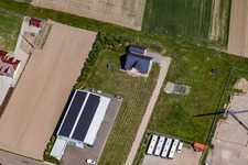Geräutäcker industrial estate from the east in Hatzenbühl in the state Rhineland-Palatinate, Germany from above