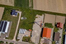 Geräutäcker industrial estate from the east in Hatzenbühl in the state Rhineland-Palatinate, Germany out of the air