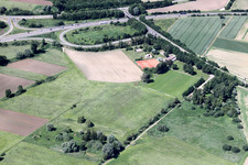 Aerial view of Sports field in Erlenbach bei Kandel in the state Rhineland-Palatinate, Germany