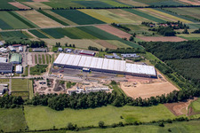 New logistics center at Horstring in the district Minderslachen in Kandel in the state Rhineland-Palatinate, Germany from the plane