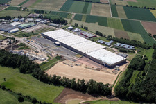 Oblique view of New building construction site in the industrial park Horst for Friedrich Zufall GmbH & Co. KG Internationale Spedition in the district Gewerbegebiet Horst in Kandel in the state Rhineland-Palatinate, Germany