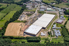 New logistics center at Horstring in the district Minderslachen in Kandel in the state Rhineland-Palatinate, Germany from a drone