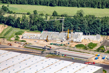 Aerial view of Horst Industrial Estate, Alfa Aesar in the district Minderslachen in Kandel in the state Rhineland-Palatinate, Germany