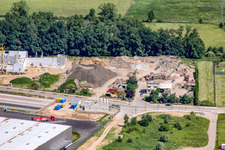Aerial photograpy of Gaudier earthworks and demolition in the district Minderslachen in Kandel in the state Rhineland-Palatinate, Germany