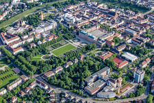 Hospital and castle park from the northwest in Rastatt in the state Baden-Wuerttemberg, Germany