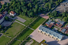 Castle park with riding hall in Rastatt in the state Baden-Wuerttemberg, Germany