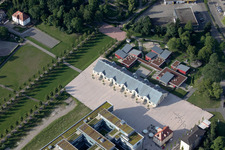 Aerial view of Castle park with riding hall in Rastatt in the state Baden-Wuerttemberg, Germany