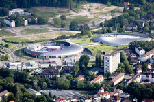 Aerial view of Building of the shopping center Shopping Cite in Baden-Baden in the state Baden-Wurttemberg