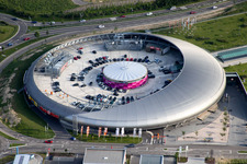 Aerial photograpy of Building of the shopping center Shopping Cite in Baden-Baden in the state Baden-Wurttemberg
