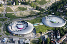 Building of the shopping center Shopping Cite in Baden-Baden in the state Baden-Wurttemberg from above
