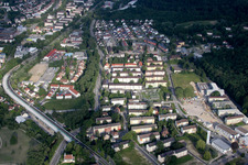 Breisgaustraße from the west in the district Oos in Baden-Baden in the state Baden-Wuerttemberg, Germany