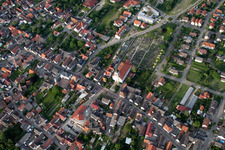 Aerial view of Town View of the streets and houses of the residential areas in the district Urloffen in Appenweier in the state Baden-Wurttemberg