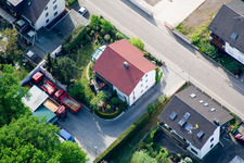 Drone recording of Elsässerstr in Kandel in the state Rhineland-Palatinate, Germany