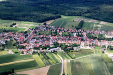 Aerial view of Niederlauterbach in the state Bas-Rhin, France