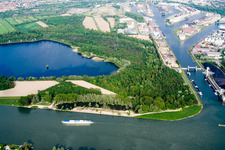 Rhine harbor in the district Knielingen in Karlsruhe in the state Baden-Wuerttemberg, Germany
