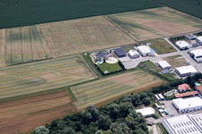 Aerial photograpy of Commercial ring in the district Hochstetten in Linkenheim-Hochstetten in the state Baden-Wuerttemberg, Germany