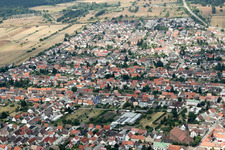 Aerial view of From the southeast in the district Wiesental in Waghäusel in the state Baden-Wuerttemberg, Germany