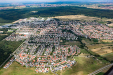 Aerial photograpy of District Kirrlach in Waghäusel in the state Baden-Wuerttemberg, Germany
