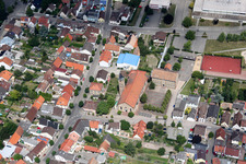 Oblique view of District Kirrlach in Waghäusel in the state Baden-Wuerttemberg, Germany