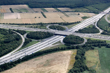 Aerial view of Walldorf motorway junction A6 and A5 in the district Rot in St. Leon-Rot in the state Baden-Wuerttemberg, Germany