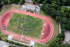 Students of the IGS represent "School without Racism" in the stadium in Kandel in the state Rhineland-Palatinate, Germany