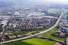 District Ettlingen West from the north in Ettlingen in the state Baden-Wuerttemberg, Germany