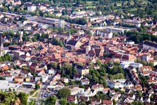 Old Town area and city center in Ettlingen in the state Baden-Wurttemberg