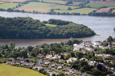Aerial view of Totnes in the state England, Great Britain
