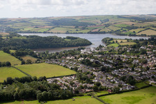 Aerial photograpy of Totnes in the state England, Great Britain