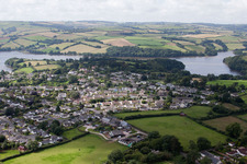 Oblique view of Totnes in the state England, Great Britain