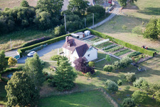 Drone recording of Semur-en-Vallon in the state Sarthe, France