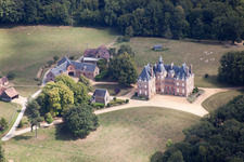 Aerial view of Vibraye in the state Sarthe, France