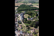 Montmirail in the state Sarthe, France seen from above