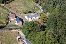 Aerial view of La Croix Mignon in Montaillé in the state Sarthe, France