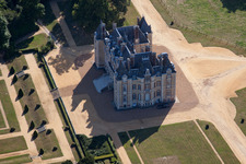 Drone recording of The Domaine de la Pierre in Coudrecieux in the state Sarthe, France
