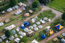 Aerial view of Medieval festival in Jockgrim in the state Rhineland-Palatinate, Germany