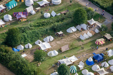 Aerial photograpy of Medieval festival in Jockgrim in the state Rhineland-Palatinate, Germany